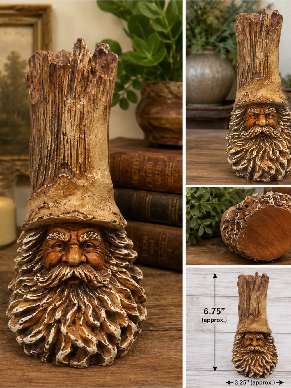 Rustic Brown Tree-Root Gnome Sculpture Accent